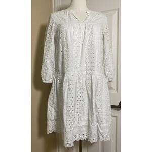 Shoshanna White Eyelet Dress Sz 0 100% Cotton Lined